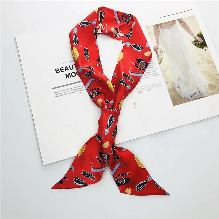 
Cheap Satin Silk Scarf Handbag Wraps bag scarf Wristband Ribbon scarf 