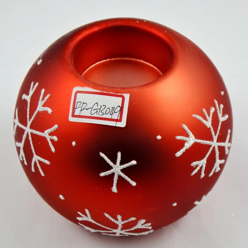 2022 New Design Factory Supply Glass Christmas Ball Candle Holder/Glass Hand Paint Candle Holder/Glass Candle Holder for Holiday