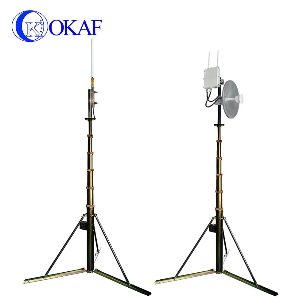 18m 20m Communication WIFI Antenna Tower Mast Lighting Pole Manual Hand Winch Tripod Telescopic Mast
