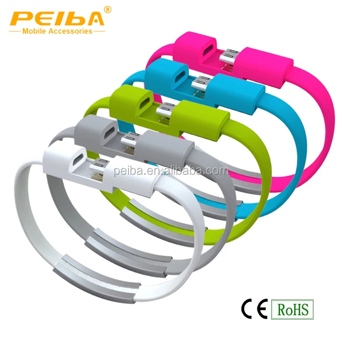 
Factory direct sell universal 8IN Mini Short Flat Bracelet Micro 5p Charging Data Cable for Android Samsung HTC NOKIA Phone 