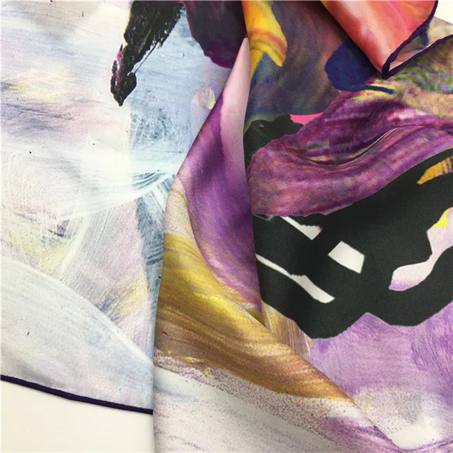 Autumn Winter Keep Warm 16mm Twill Riding Hat Digital Print Silk Scarf