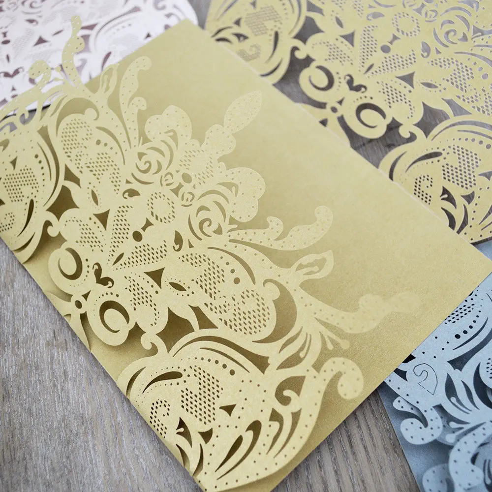 Latest Arabic Laser Cut Customize Muslim Wedding Invitation Cards and customized glitter laser cut birthday invitation cards