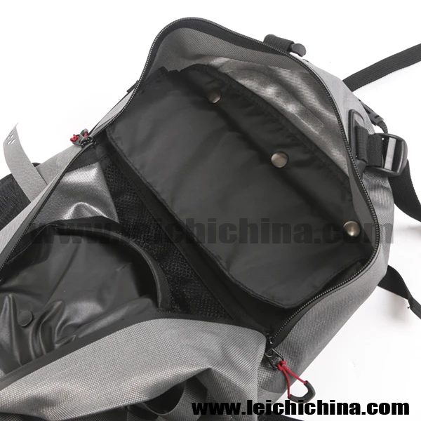 840D Polyurethane-coated waterproof fishing tackle backpack