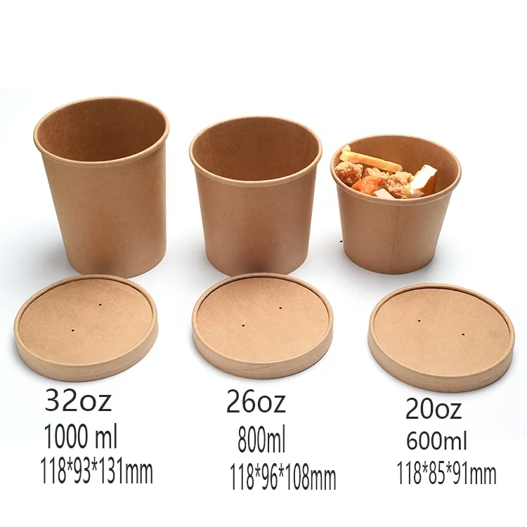 Custom printed disposable hot soup bowls/kraft paper soup cup/ice cream cup