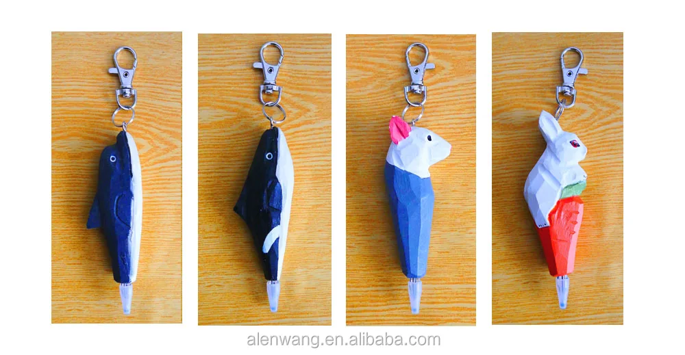 
Wholesale Key Chain Custom Logo 3D Cute Wooden Animal Shape Keychain for Promotion Gift ballpen 