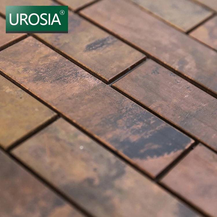 Luxury Smooth Golden Copper Linear Mosaic Wall Tile Luxury Factory Provide Copper Bronze Strip Metal Mosaic Tile