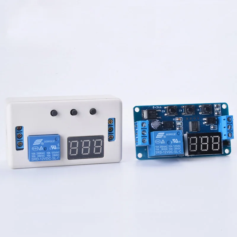 Relay Module DC12V Adjustable Trigger Time Delay Relay Module Programmable Timer Relay With Case