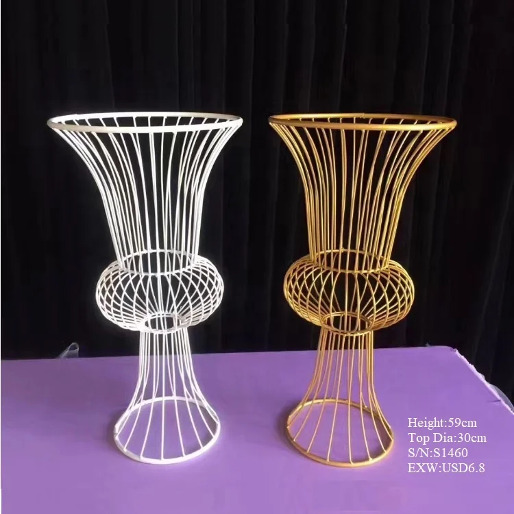 Iron white gold colors  wedding party event decorations table centerpiece flower stand