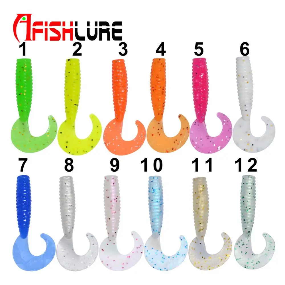 Factory Luminous Soft fishing worms Lure Knife tail swim baits 45mm 1.2g 12pcs a bag Grub Baits Night fishing fishing swimbait