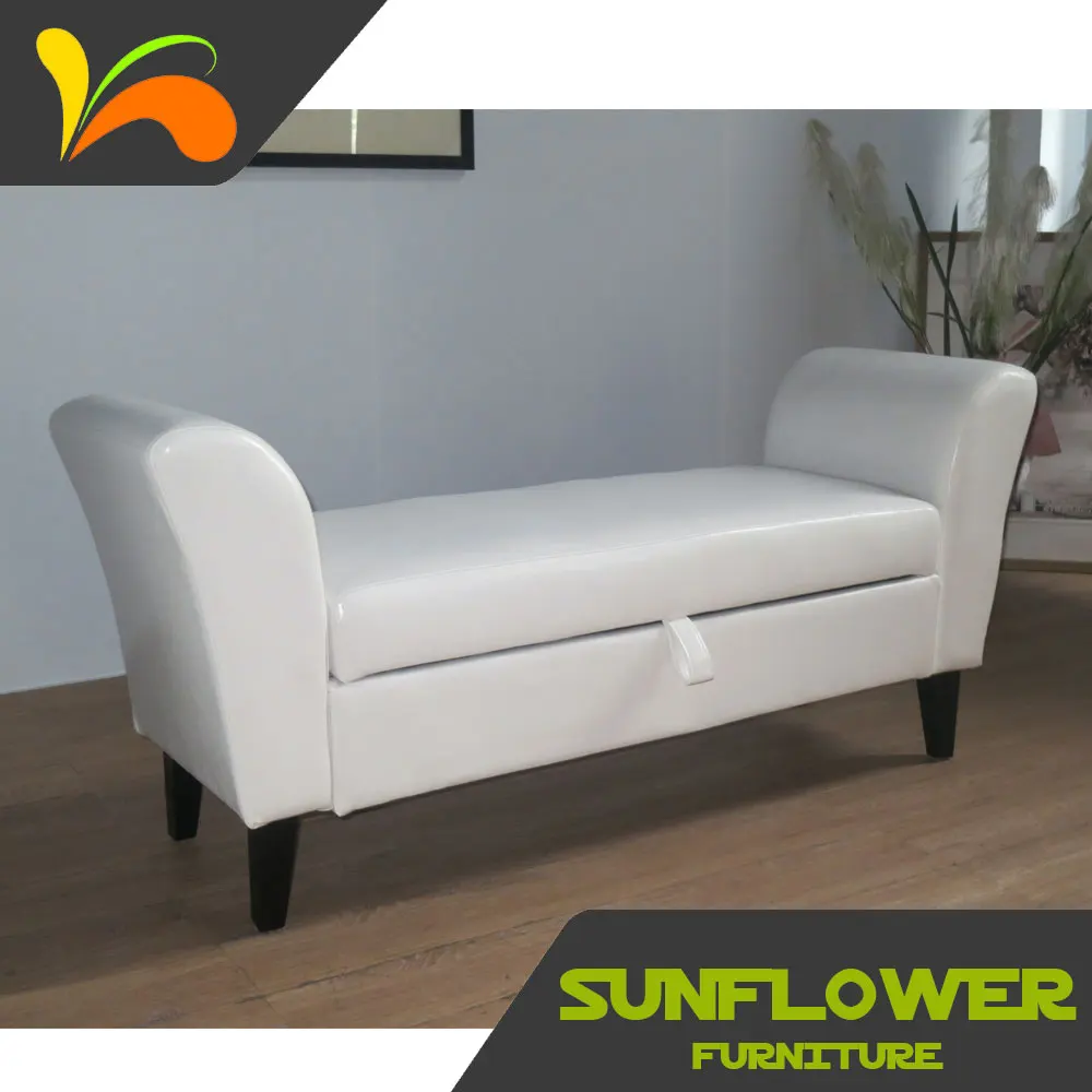 Modern Design Marsha Modern Scroll Arm Home Furniture Faux Leather Storage Bench Bed End Foot Stool With Storage