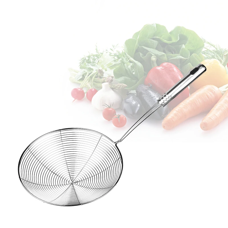 New arrival excellent quality Wholesale stainless steel strainer ladle wire oil skimmer french fries fry basket with handle