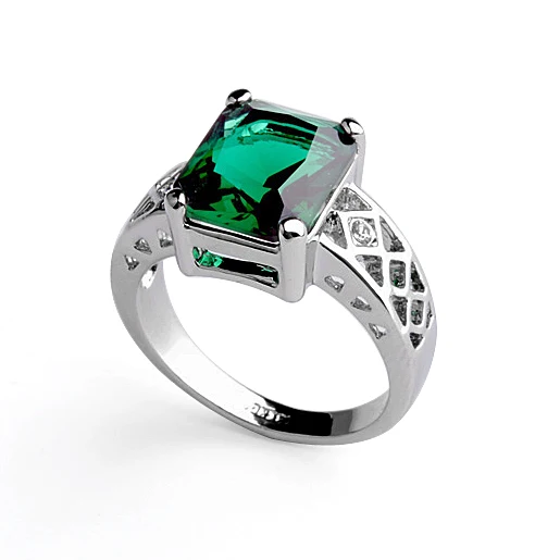 Best selling unique green emerald stone ring  engagement wedding zircon ring for women