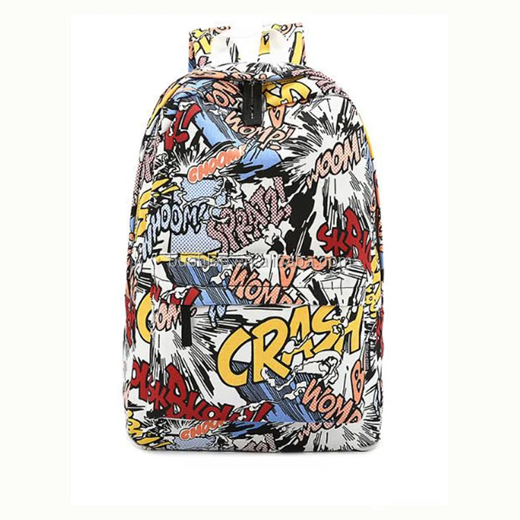 China Factory Wholesale OEM Students Customized Fashion ODM Geometric Canvas Backpack Teen Backpack  high school school bag