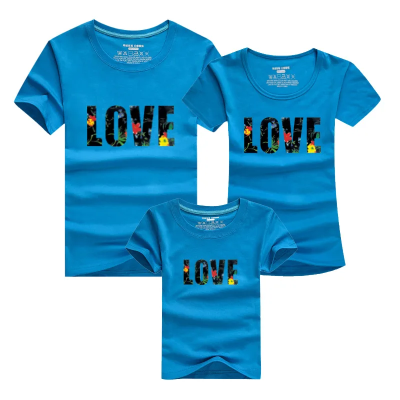 PSEEWE New arrival 2016 family matching clothes Mom Dad Baby Love Cotton T shirts Summer Family