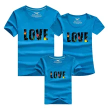 PSEEWE New arrival 2016 family matching clothes Mom Dad Baby Love Cotton T shirts Summer Family