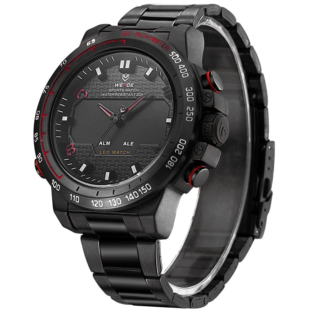 
Watch Men 2019 Sport Back Light LED Display Analog Alarm Auto Date Military Army Stainless Steel Strap Quartz Watch 