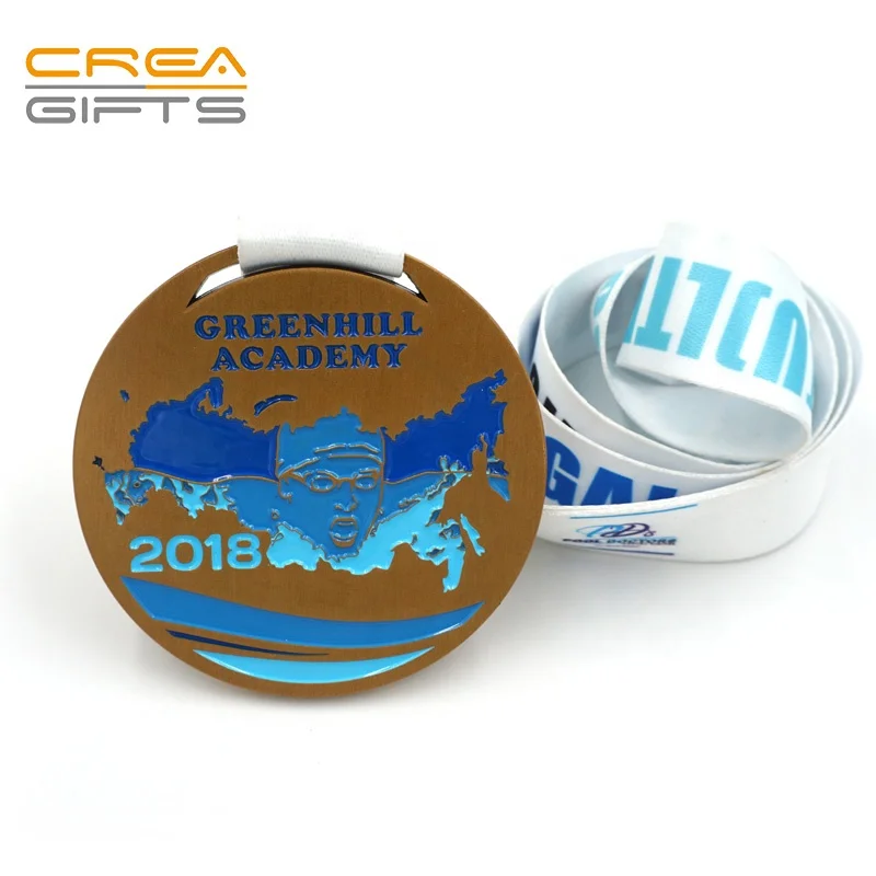 2024 Factory China Factory Customized Europe Regional Zinc Alloy Type Souvenir Soft Enamel Sports Metal Medal With Ribbon