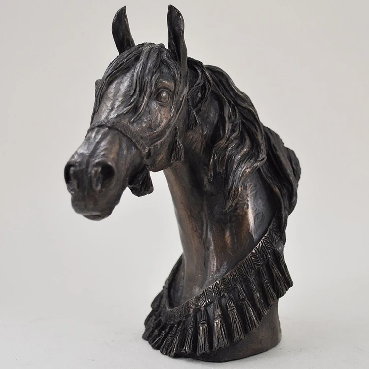 Resin or bronze bust horse sculpture