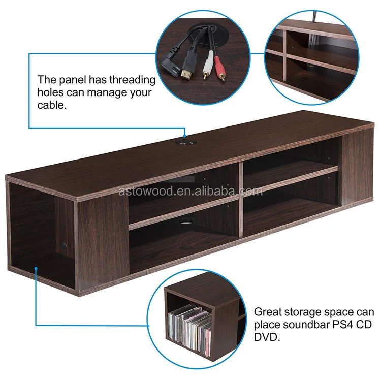 LCD LED Flat Panel TV Wall Mounted Cabinet Unit Entertainment Audio Video Media Console Cabinet Home Living Room Bedroom Space