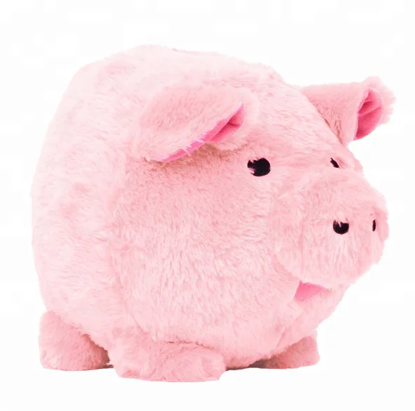 Customized Cute Kids Soft Plush Pink Pig Piggy Coin Bank