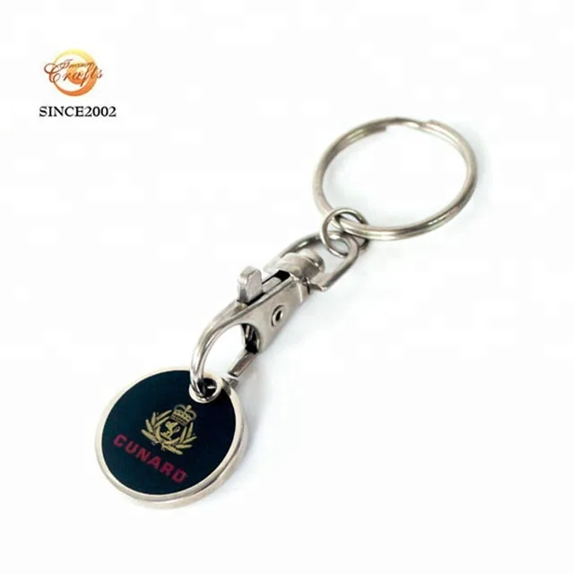 Custom high quality zinc alloy house shape shopping cart tokens keychain