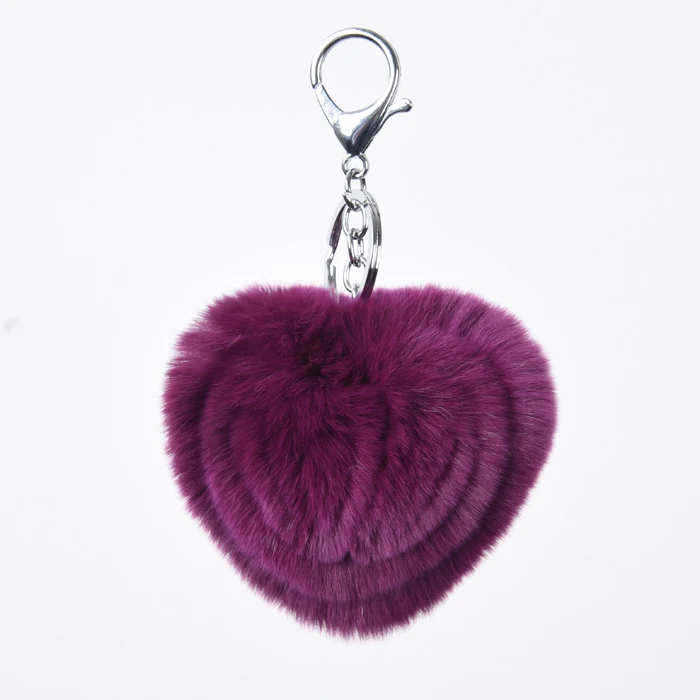 Fashion girls rabbit fur balls / heart fur keychain / rex rabbit fur keychain