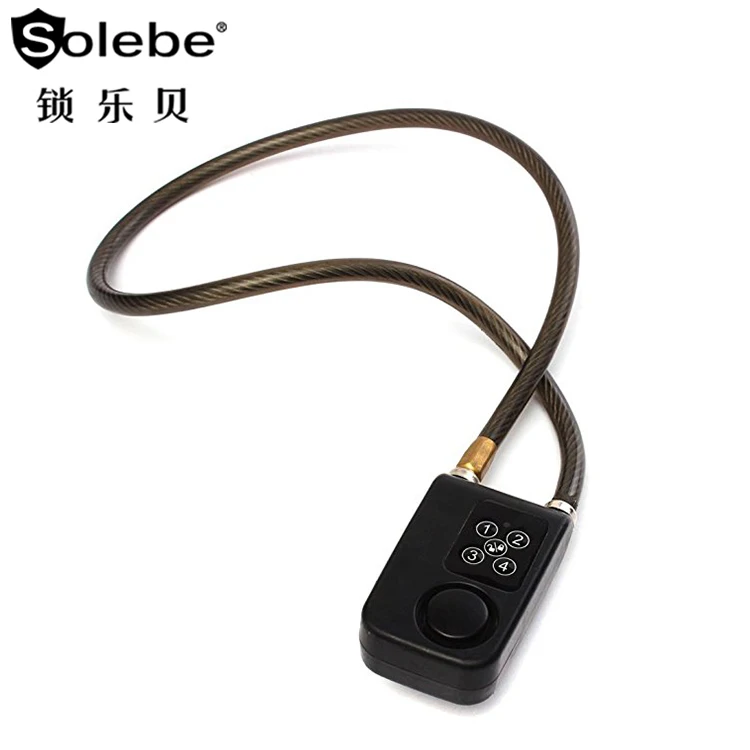stainless steel mountain bike scooter combination lock siren alarm 4-digit keyless cable battery operated locks
