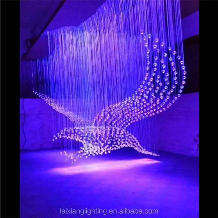 Hot sale 3D eagle chandelier RGB optic fiber light 7 colors for shopping mall club