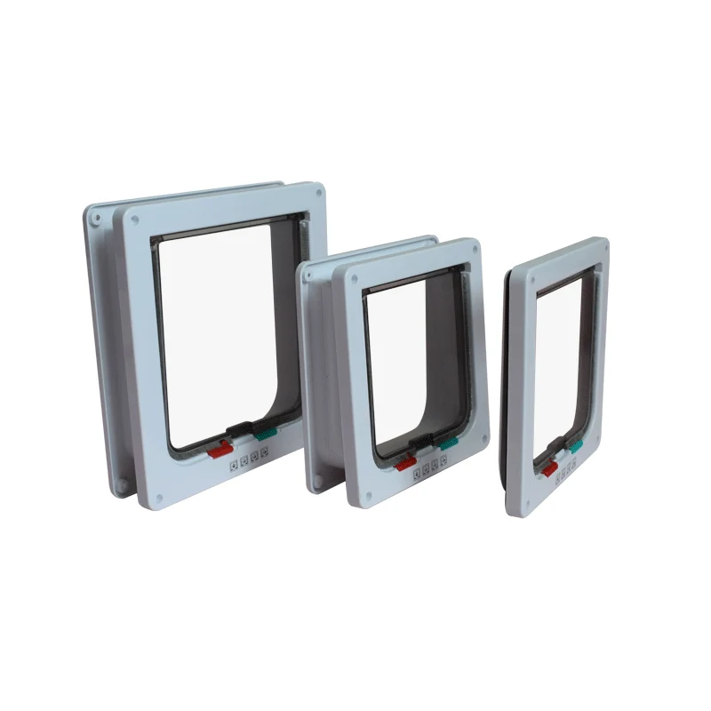 
Dropshipping Security Control 4 Way Safe Gate Doors Small Pet Doggie Kitten Dog Flap Cat Door 