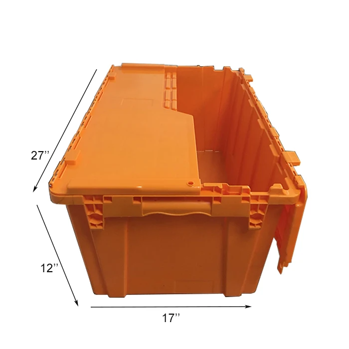 JOIN 75L Plastic Reusable Box Moving Crate Storage Tote Bin Attached Lid Container Nestable &Stackable Container