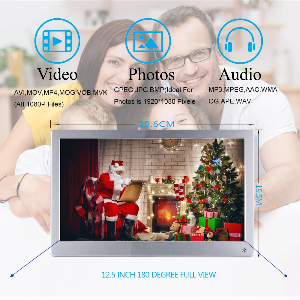 Christmas gift full hd lcd digital photo frame12 inch advertising screen electronic photo frame