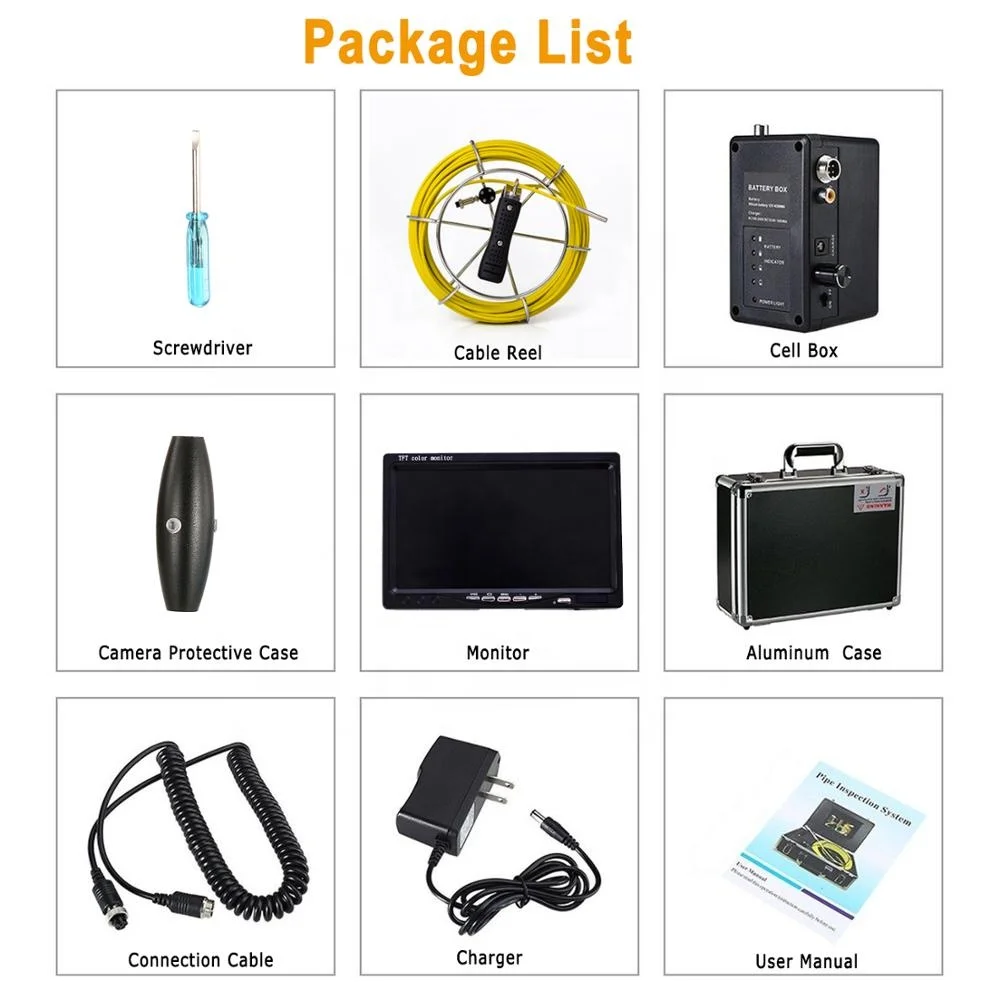 100m DVR Video Sewer Drain Pipe Duct Blocked Inspection Camera Endoscope