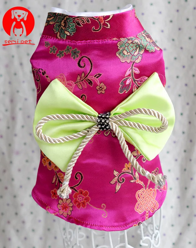 Japan Style Pet Cat Kimono small flower pet clothes dog cat kimono with Big bowknot Dress up necessary For Small Dog Cat