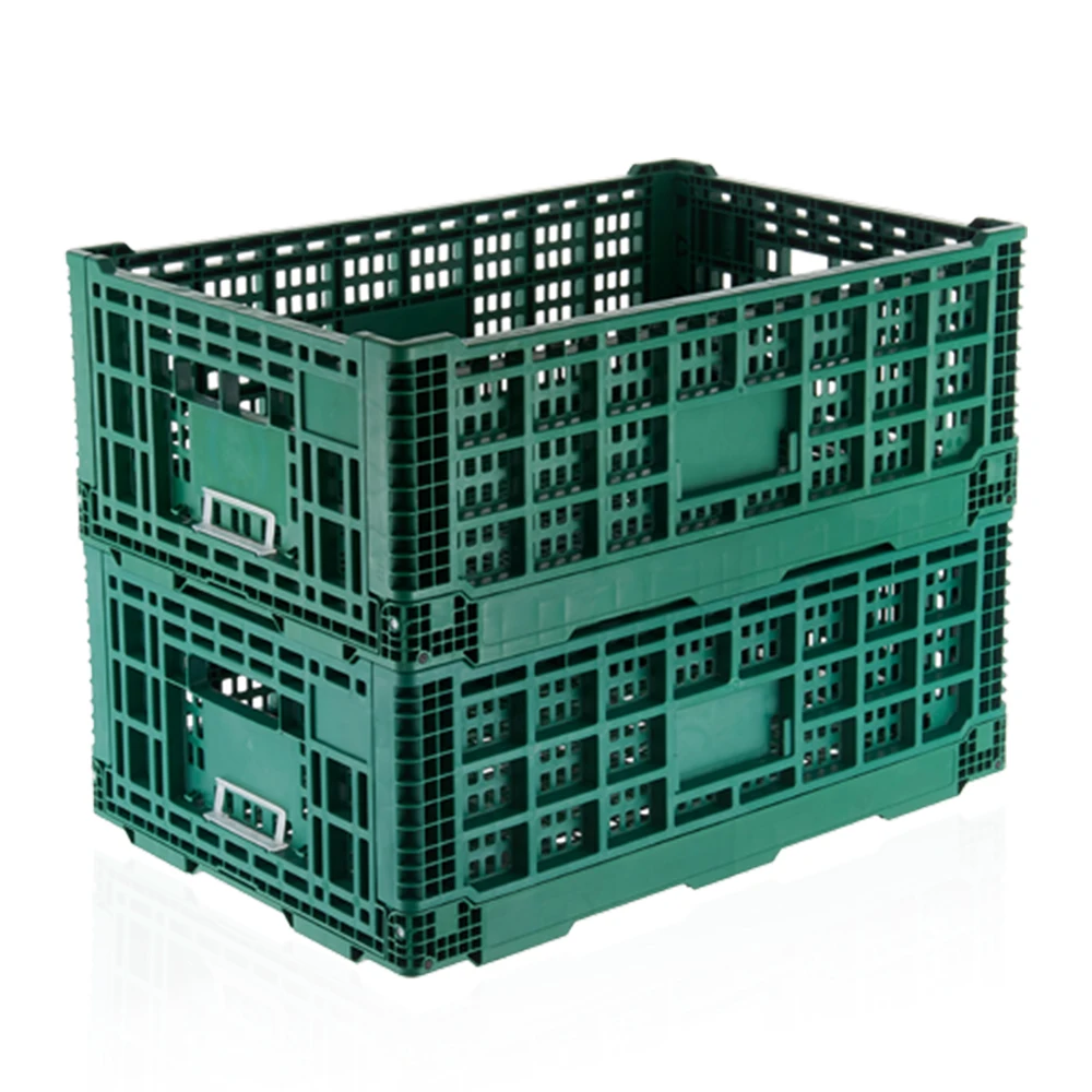 
Stackable vented collapsible storage plastic crate 