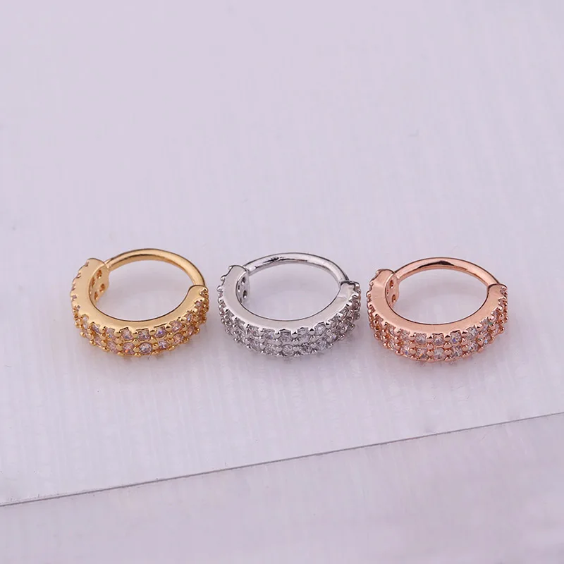 Silver And Gold Plated Copper Cz Hoop Clicker Helix Cartilage Earring Daith Snug Rook Tragus  Nose Piercing Jewelry Wholesale