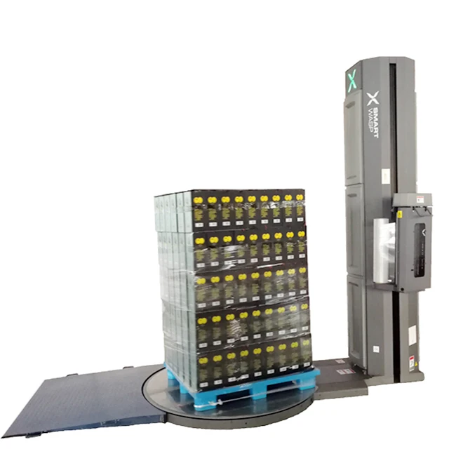 Полуавтоматическая машина для обертывания поддонов с функцией пленочной резки 300%, предварительно растягивающаяся и сертифицированная CE, автоматическая растягивающаяся обертка