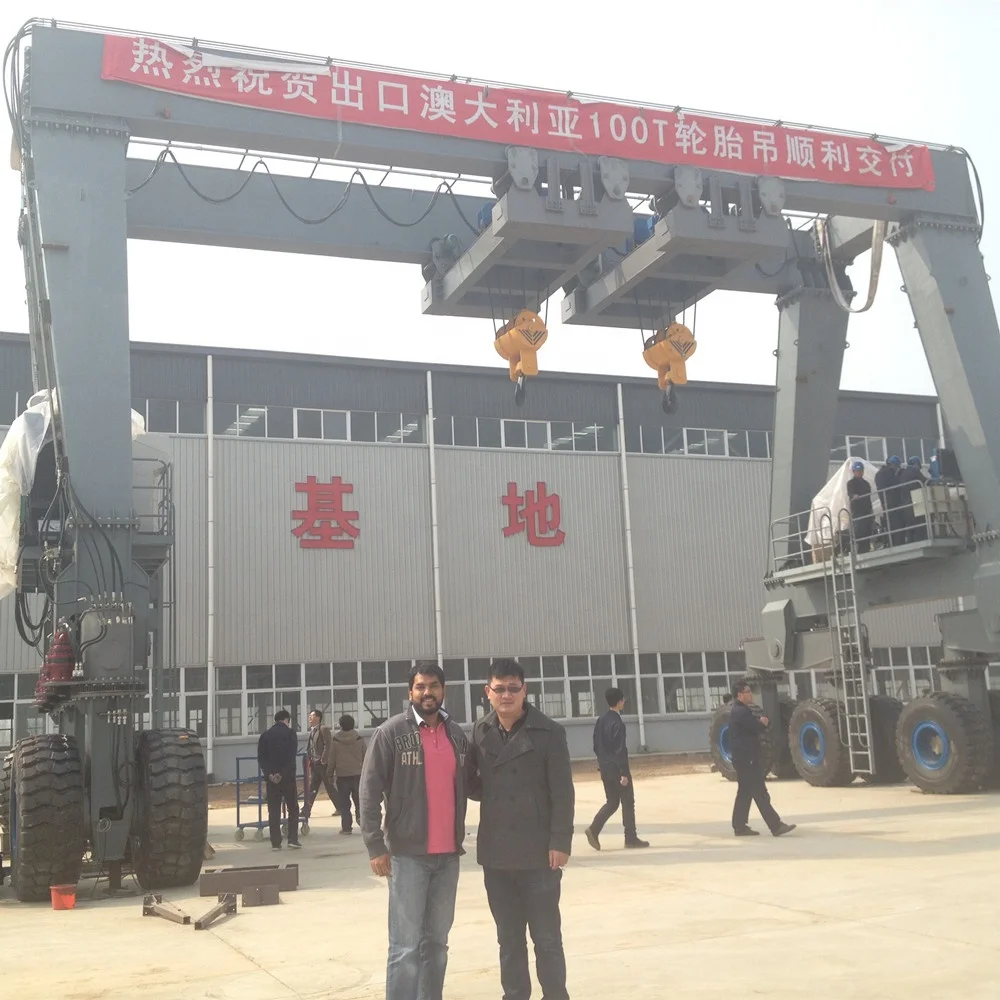 A Frame Leg 4 Wheel Steering Double Girder Rubber Tyre Gantry Crane for Sale
