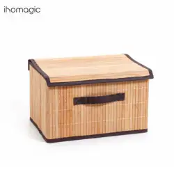 Durable Home Multipurpose Collapsible Bamboo Wicker Basket Bedroom Storage Box With Lid