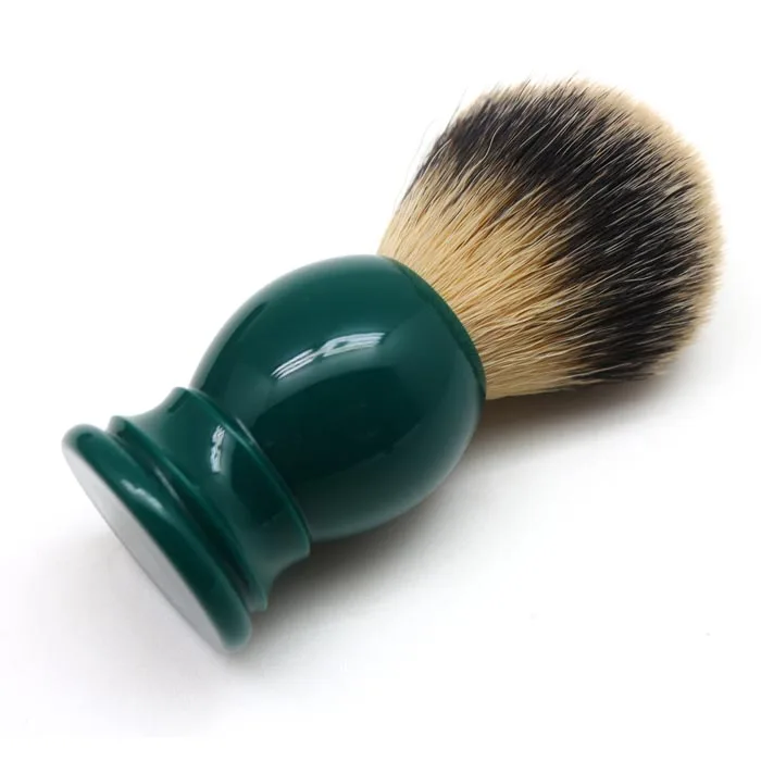 Pure synthetic hair shaving brush Private label luxury peacock green handle men shaving brushes
