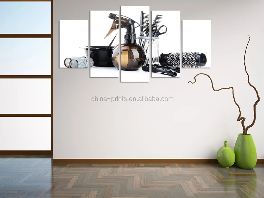 5 шт. Wall Art гребень ножницы парикмахерские инструменты Парикмахерские ножницы холст картины Настенный декор для парикмахерской/AL10191