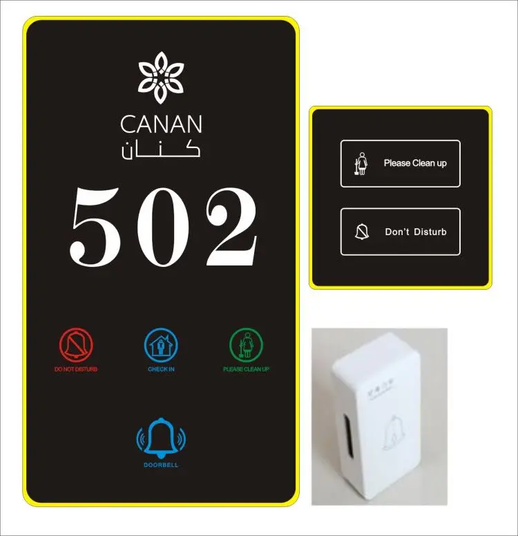 Hotel Apartment Electronic Doorplate, Room Number Display Touch panel hotel DND Doorbell system with MUR  switch