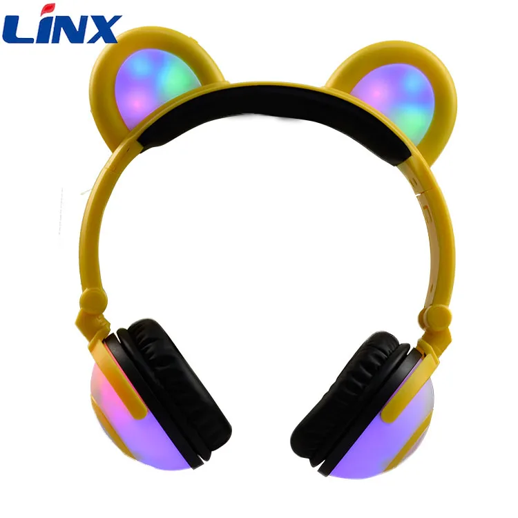 В наличии! Alibaba Поставщиком Золота Linx оптовая продажа свет медведь кошка Наушники для детей