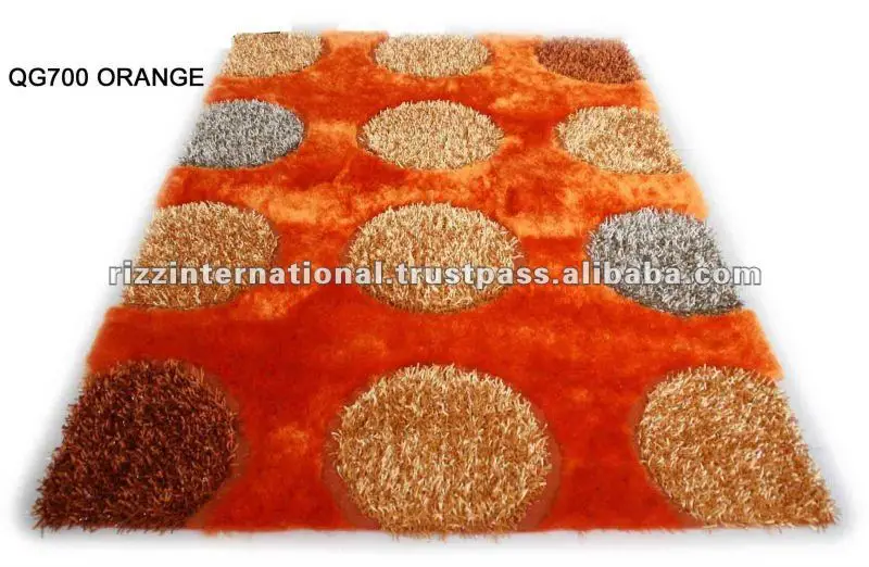 Высококачественный оранжевый ворсистый ковер из полиэстера, индийский дизайн ручной работы