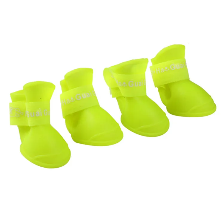 4pcs/lot Portable Anti Slip Puppy Rubber Boots Waterproof Rain Pet Shoes for Dog