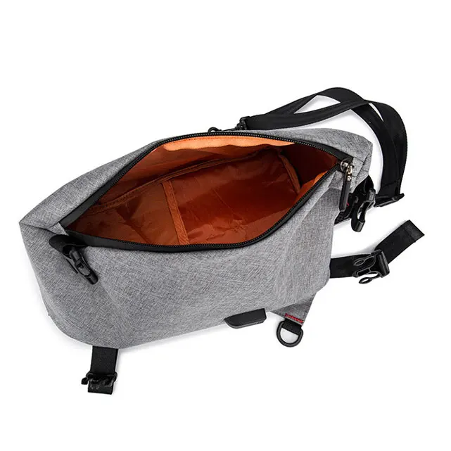 
dirtct factory wholesale custom logo USB waterproof korean chest sling bag 