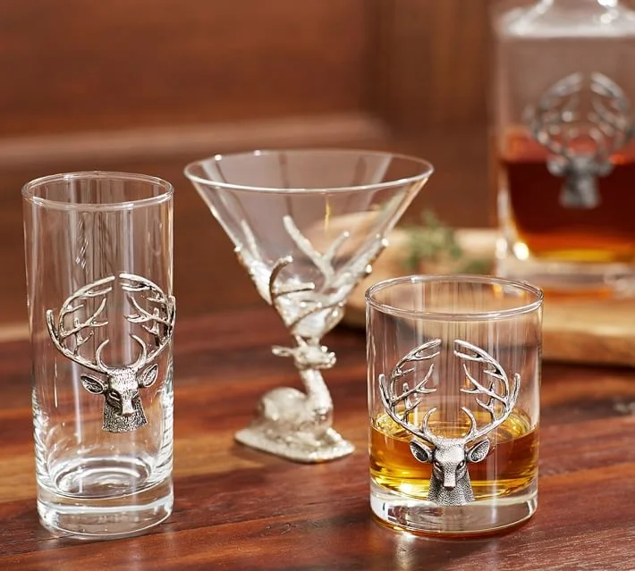 
BUCK WHISKY GLASSES STAG DOUBLE OLD FASHIONED GLASS 