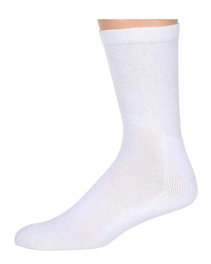 AJ19137 Custom High Quality Terry Blank White Knee High Print Polyester Sublimation Socks With black Sole Bottom
