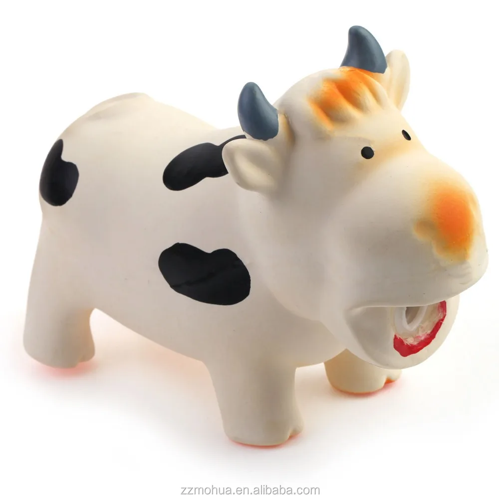 hot selling natural rubber latex cow shape squeaky chew  in pet toy manufacturer pet dog toys