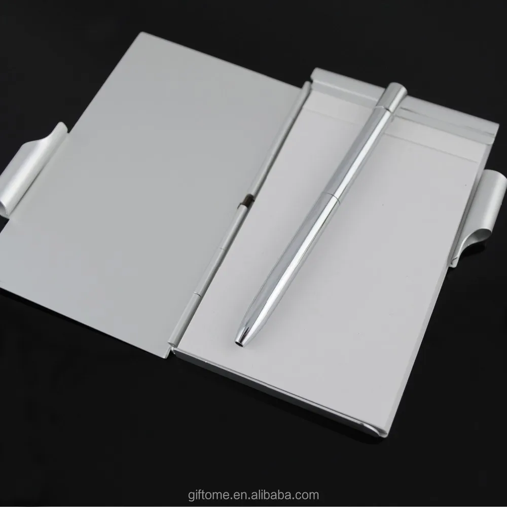 Promotional aluminum mini metal cover pocket notebook with pen