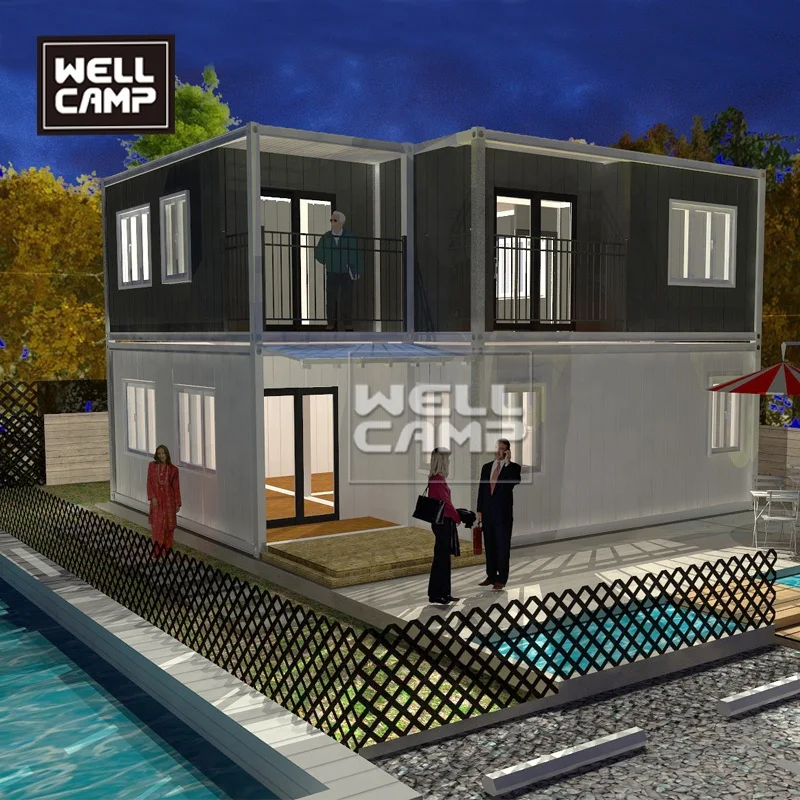 Modern living flat pack container house two floor container vans holiday customized prefab villa